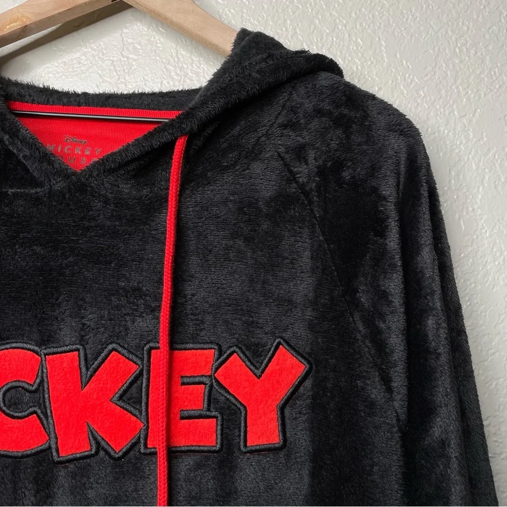 NWT Disney Women's Mickey Mouse Sleep Lounger Black and Red Fleece Hoodie - Picture 6 of 15